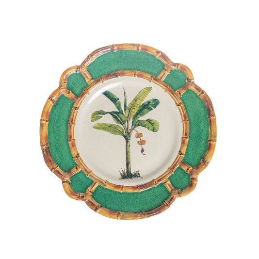Jogo 6 Pratos em Melamina Bambu Verde 22 cm