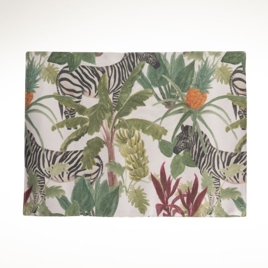 Jogo Americano 06 Peças Retangular Flor de Lis Summer Zebra Verde