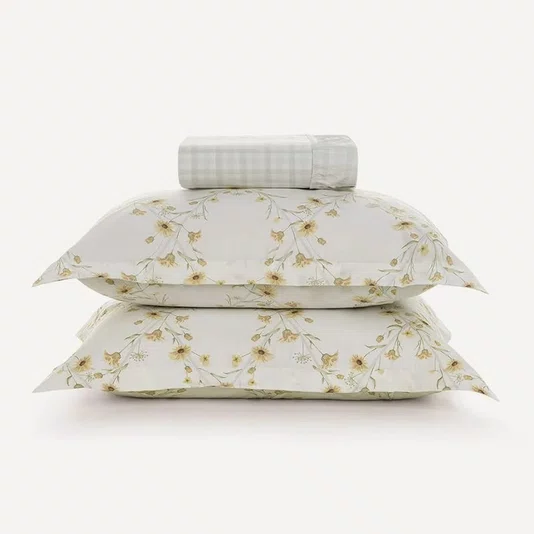 Jogo Cama 03 Peças Super King Florata 200 Fios Karsten Estampado 193cm x 203cm x 40cm