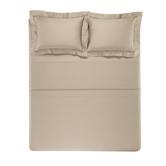 Jogo Cama Casal Cetim 300 Fios Fortore Trussardi Nocciola 2,20 X 2,60 m