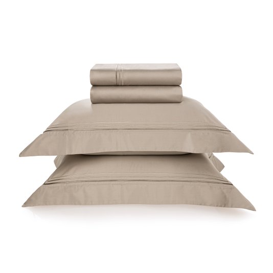 Jogo Cama Casal Cetim 300 Fios Fortore Trussardi Nocciola 2,20 X 2,60 m