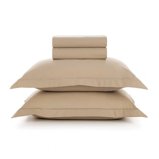 Jogo Cama Casal Deliz 200 Fios Creme/Areia 2,40 x 2,50 m