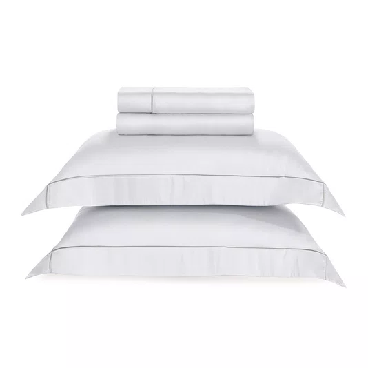 Jogo Cama Casal Girelli Bambu 300 Fios Trussardi Branco e Platino 220cm x 280cm