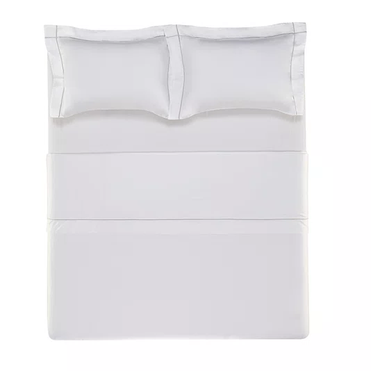 Jogo Cama Casal Girelli Bambu 300 Fios Trussardi Branco e Platino 220cm x 280cm