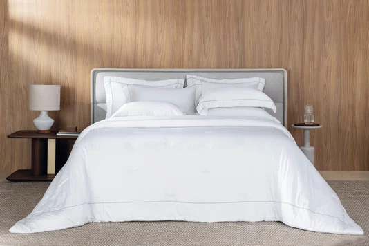 Jogo Cama Casal Girelli Bambu 300 Fios Trussardi Branco e Platino 220cm x 280cm