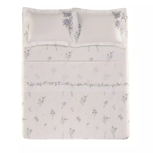 Jogo Cama Casal Ortensie Bambu 300 Fios Trussardi Estampado 220cm x 280cm