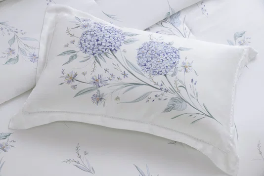 Jogo Cama Casal Ortensie Bambu 300 Fios Trussardi Estampado 220cm x 280cm