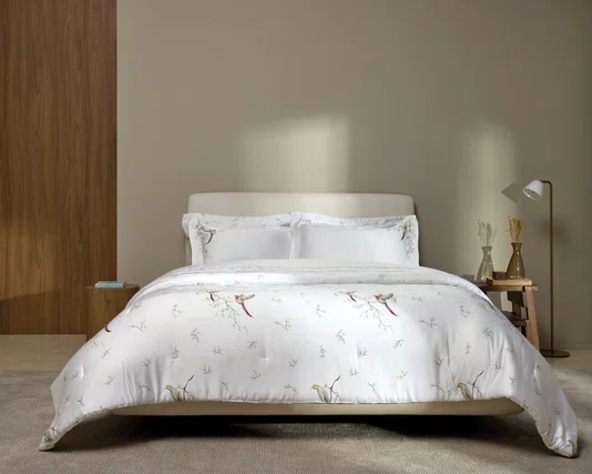Jogo Cama Completa Queen 7 Peças Uccelli 300 Fios Bambu Trussardi