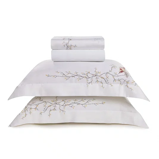 Jogo Cama Completa Queen 7 Peças Uccelli 300 Fios Bambu Trussardi