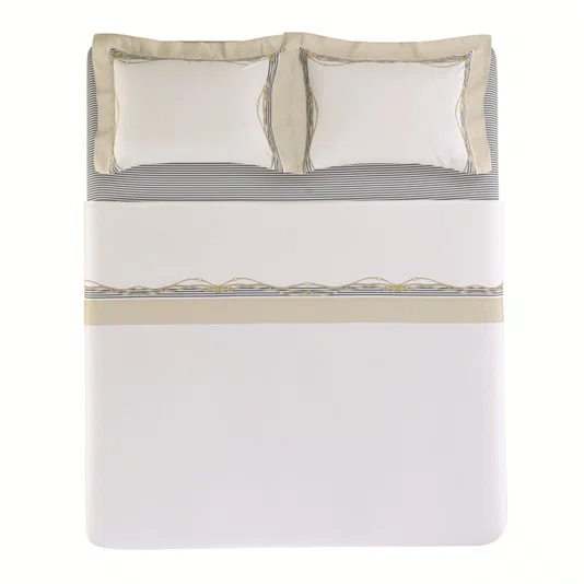 Jogo Cama Queen Galizzi 300 Fios Trussardi Estampado 240cm x 280cm