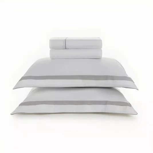 Jogo Cama Queen Lara 300 Fios Karsten Branco/Prata 240x260