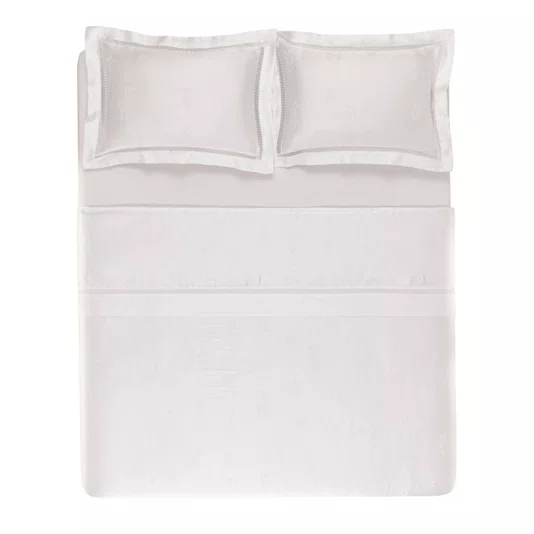 Jogo Cama Queen Olivine Bambu 300 Fios Trussardi Branco 240cm x 280cm