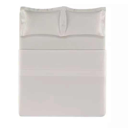 Jogo Cama Super King Naxos 400 Fios Trussardi Branco 280cm x 280cm