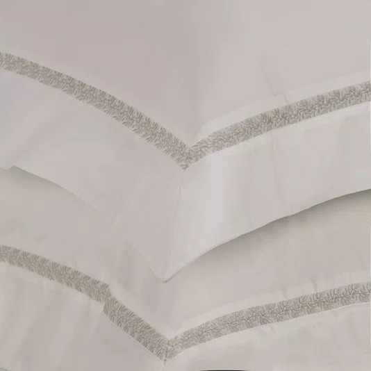 Jogo Cama Super King Vitalle 300 Fios Trussardi Branco e Rose 280cm x 280cm
