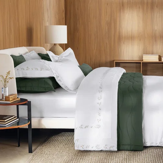 Jogo Cama Super King Zagara 300 Fios Trussardi Branco 280cm x 280cm