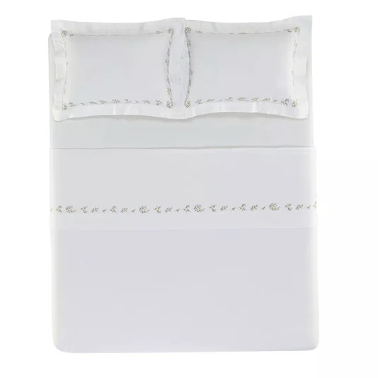 Jogo Cama Super King Zagara 300 Fios Trussardi Branco 280cm x 280cm