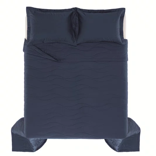 Jogo Colcha Casal Novara 300 Fios Trussardi Azul Siciliano 240cm x 280cm