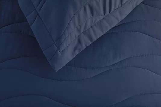 Jogo Colcha Casal Novara 300 Fios Trussardi Azul Siciliano 240cm x 280cm