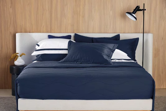 Jogo Colcha Casal Novara 300 Fios Trussardi Azul Siciliano 240cm x 280cm
