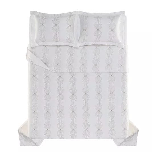 Jogo Colcha King Piume 600 Fios Trussardi Branco/Legno 2,90cm x 2,70cm