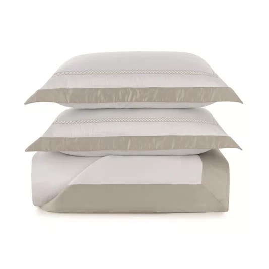 Jogo Colcha Queen Mondello 600 Fios Trussardi Branco e Moonbean 260cm x 280cm