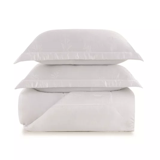 Jogo Colcha Queen Olivine Bambu 300 Fios Trussardi Branco 260cm x 280cm