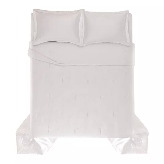 Jogo Colcha Queen Olivine Bambu 300 Fios Trussardi Branco 260cm x 280cm