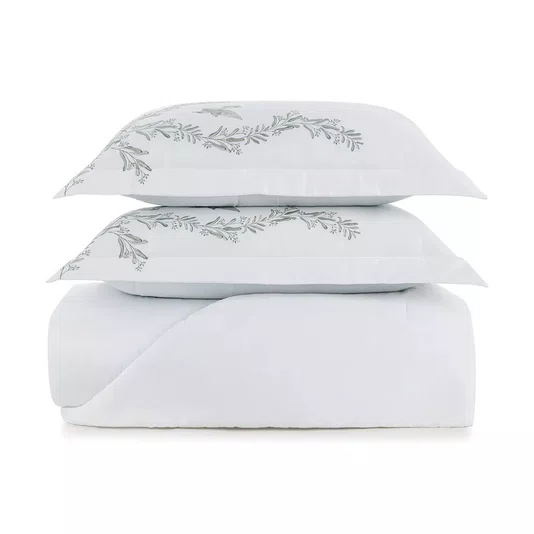 Jogo Colcha Queen Pistacia Egípcio 300 Fios Trussardi Branco 260cm x 280cm