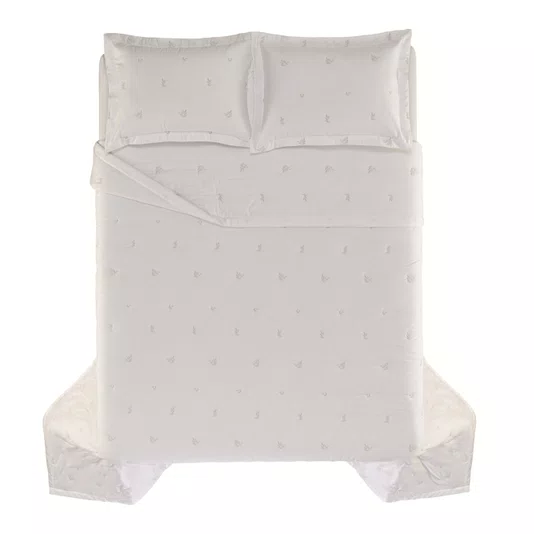 Jogo Colcha Super King Vitalle 300 Fios Trussardi Branco e Rose 310cm x 280cm