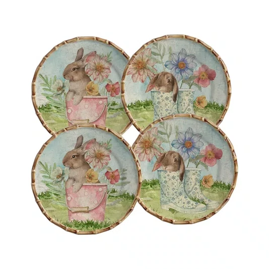 Jogo de 04 Pratos de Sobremesa Rabbit's Garden Maison Blanche 