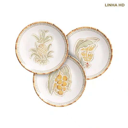 Jogo de 06 Pratos de Sobremesa Coqueiro Maison Blanche 20 CM