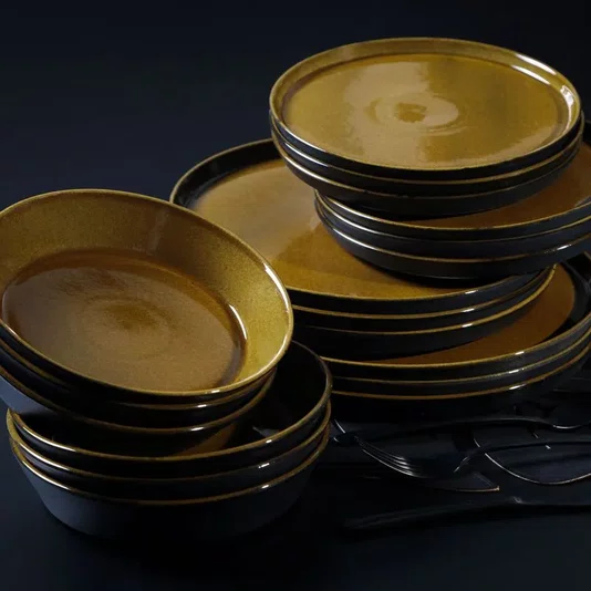 Jogo de 06 Pratos De Sobremesa Neo Âmbar Porto Brasil 21,5 cm