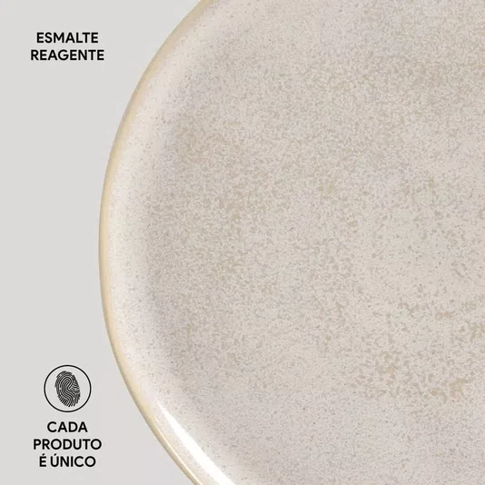 Jogo de 06 Pratos Rasos Bio Latte Porto Brasil 27,5 cm