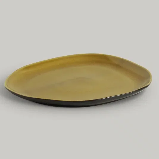 Jogo de 06 Pratos Rasos Oval Orgânico Âmbar Porto Brasil