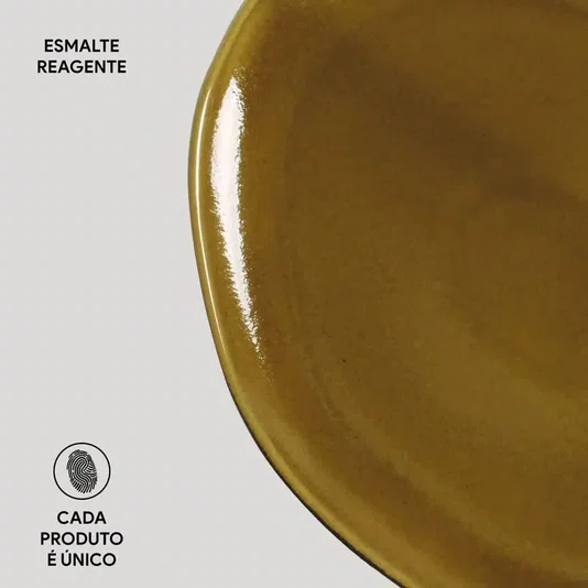 Jogo de 06 Pratos Rasos Oval Orgânico Âmbar Porto Brasil