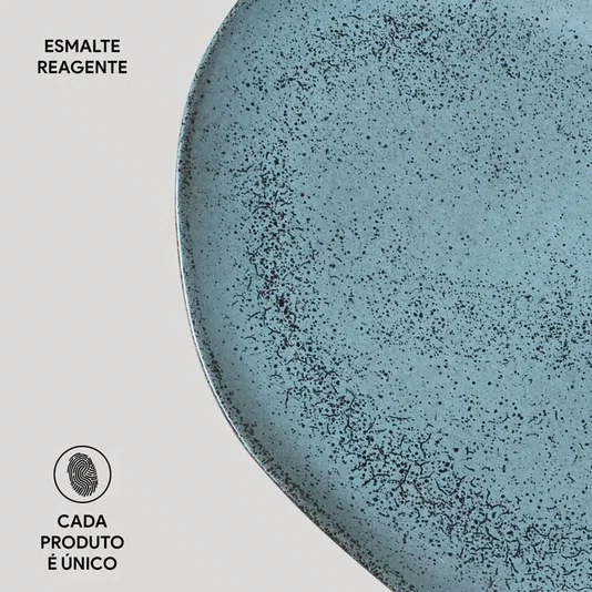 Jogo de 06 Pratos Rasos Oval Orgânico Night Sky Porto Brasil