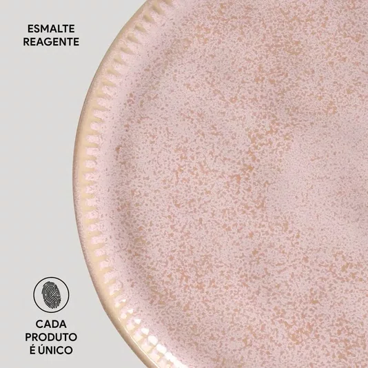 Jogo de 06 Pratos Sobremesa Linhas Litchi Porto Brasil 21,5 cm
