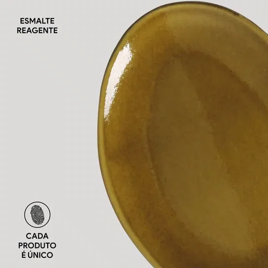 Jogo de 06 Pratos Sobremesa Oval Orgâncio Âmbar Porto Brasil