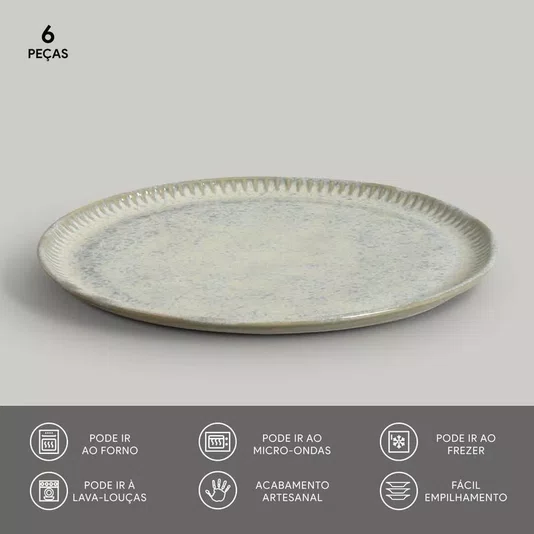 Jogo de 06 Pratos Sobremesas Green Granite Porto Brasil 21,5 cm
