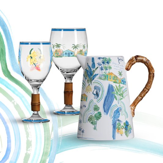 Jogo de 06 Taças De Água Brisas Da Bahia Maison Blanche 590 ml