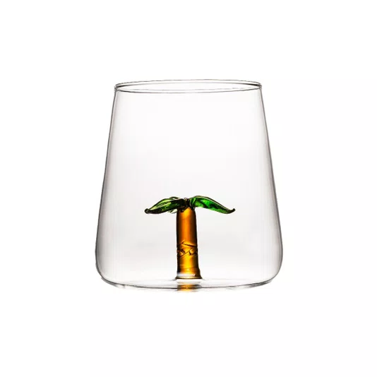 Jogo de 2 Copos em Vidro Borossilicato Coqueiro 450 ml