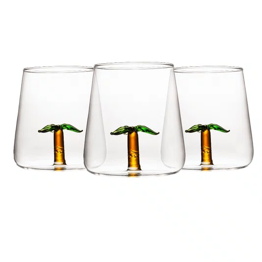 Jogo de 2 Copos em Vidro Borossilicato Coqueiro 450 ml