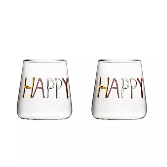 Jogo de 2 Copos em Vidro Borossilicato Happy 450 ml