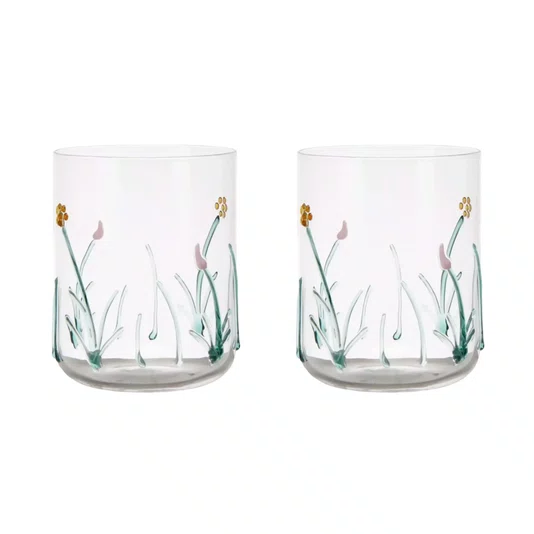 Jogo de 2 Copos em Vidro Borossilicato Jardim Verde 450 ml
