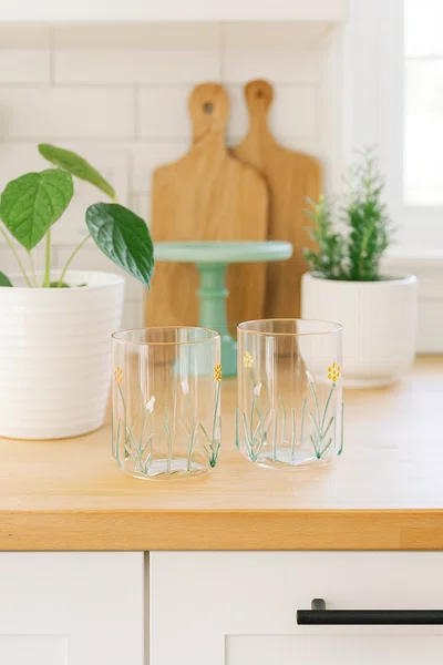 Jogo de 2 Copos em Vidro Borossilicato Jardim Verde 450 ml