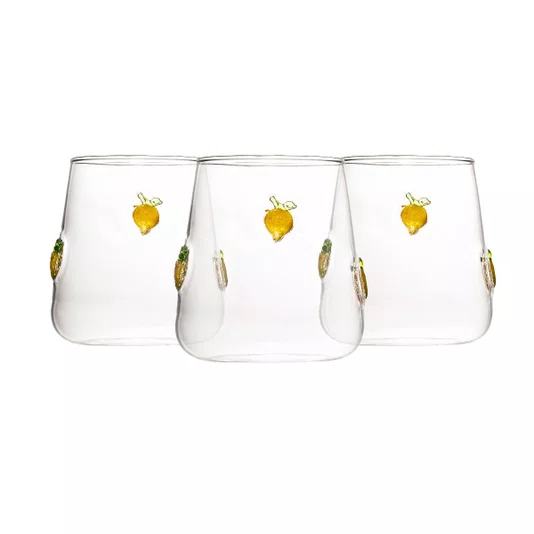 Jogo de 2 Copos em Vidro Borossilicato Limão Siciliano 450 ml