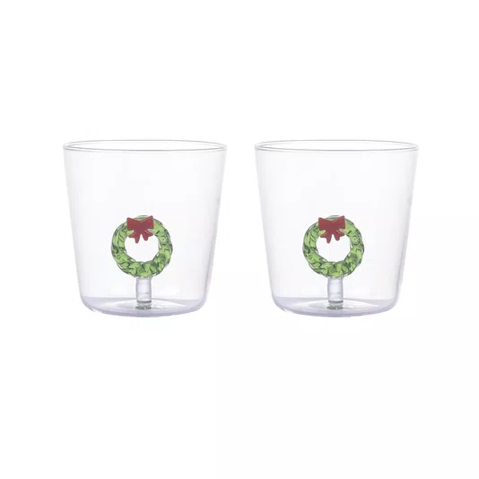 Jogo de 2 Copos Guirlanda Natal 300 ml