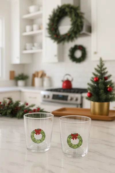 Jogo de 2 Copos Guirlanda Natal 300 ml