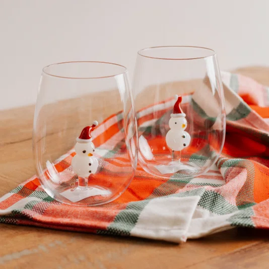 Jogo de 2 Copos Natal Boneco de Neve 450 ml