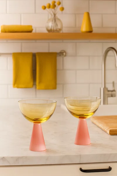 Jogo de 2 Taças de Sobremesa Colors Verde e Rosa 240 ml
